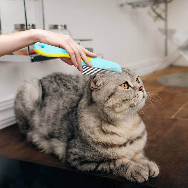 2 Pack Dog Combs, Premium Cat Comb for Removing Tangles, Knots and Floating Hair. Stainless Steel Dog Grooming Tools, Metal Flea Comb, Pet Combs with Rounded Teeth. - BeesActive Australia