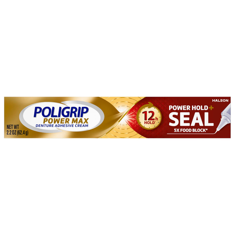 Poligrip Power Hold Plus Seal Denture Adhesive Cream, 2.2 oz (4 Pack)