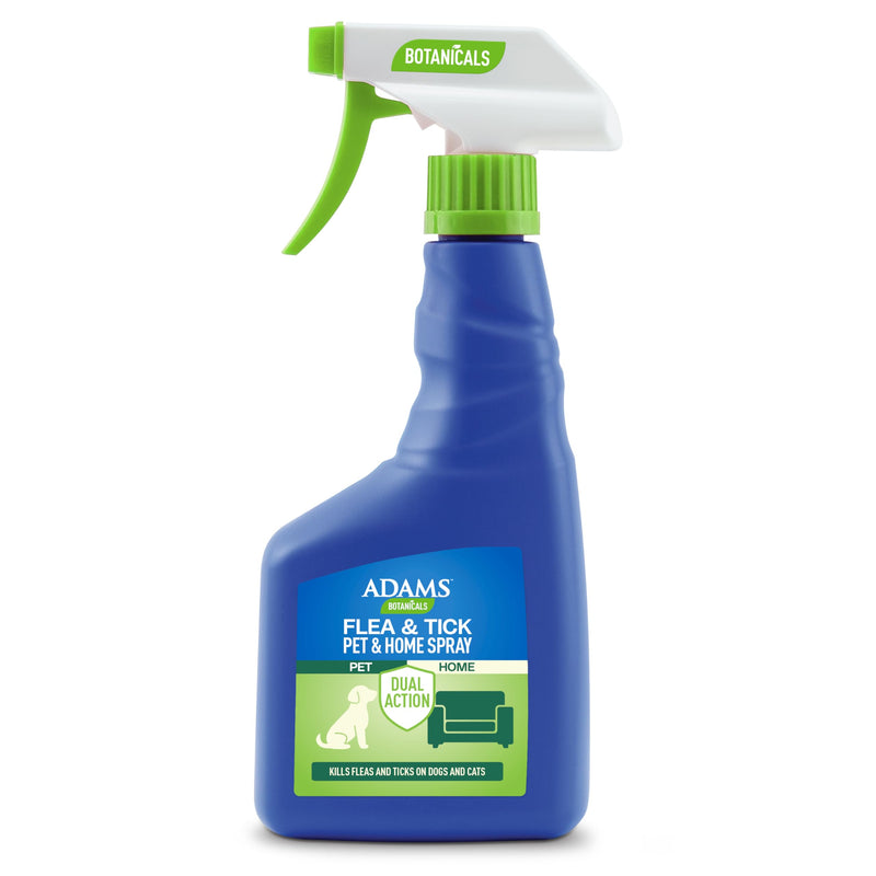 ADAMS Botanicals Flea & Tick Pet & Home Spray, Flea Spray for Dogs, Cats, Puppies, & Kittens, Indoor Home Treatment, Kills Fleas & Ticks on Pet Bedding and Furniture, 16 oz Pet + Home Spray 16 Ounces