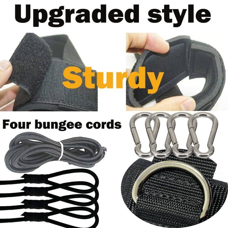 Swim Ankle Straps, Tether, Bungees Belt - Stationary Swimmer Training Leash for Smaller Pools - With 4 Bungee Rope, Metal Buckle