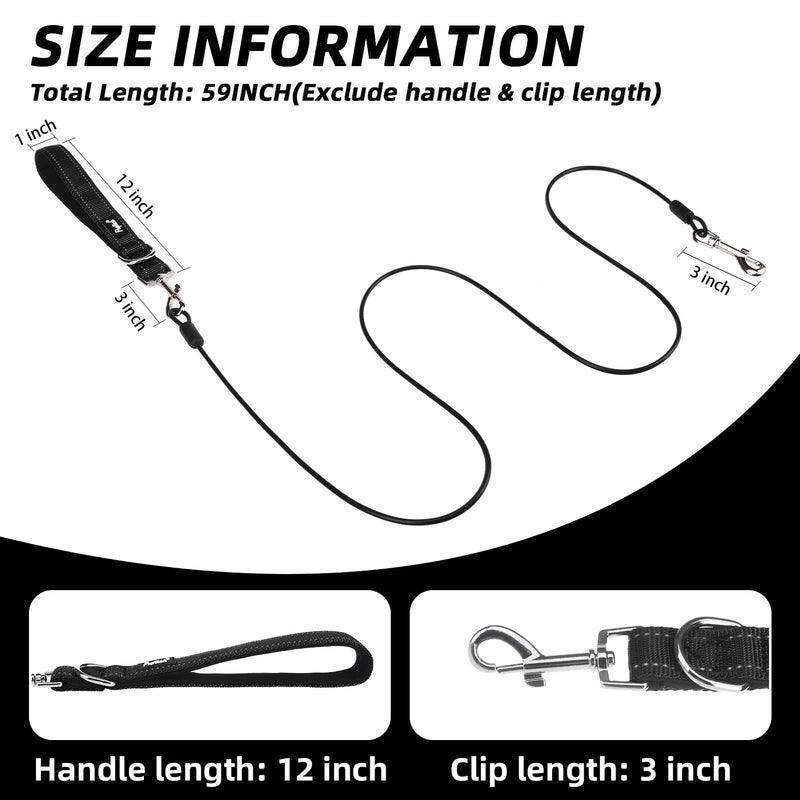 PUPTECK Chew Proof Dog Leash for Small Medium Large Dogs, Heavy Duty Dog Leashes with Padded Handle, Steel Cable Lead with Detachable Short Leash for Training Walking, Black - BeesActive Australia