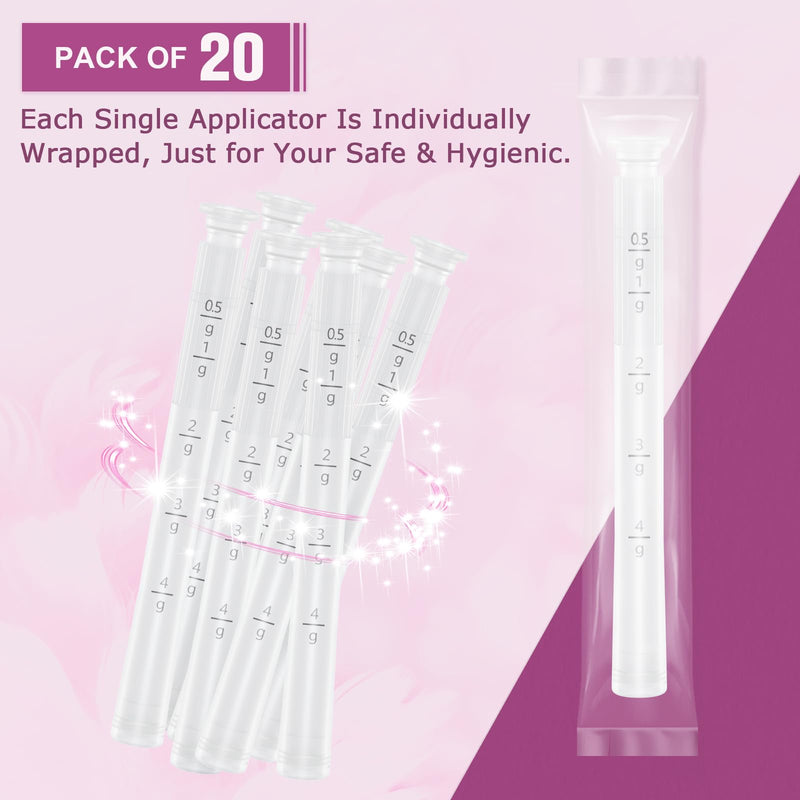 Updated Disposable Vaginial Cream Applicators (20 Packs) Dosage Markings Hygienic Individually Wrapped Fit to Most Lub-ric-ants, Cream, or Gels, Feminine Care Vaginial Applicators 20-pack - BeesActive Australia