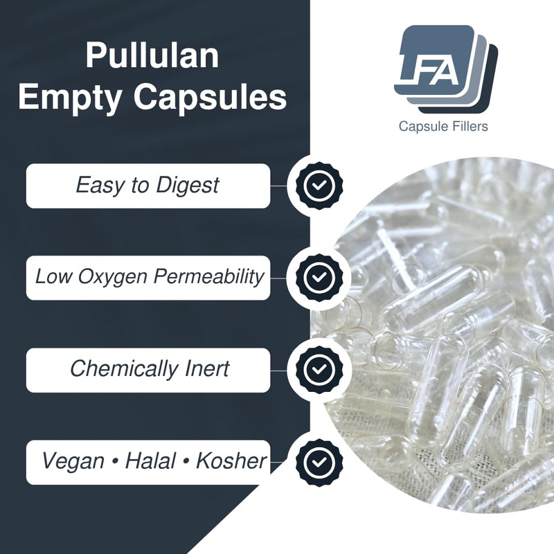 Empty 00 Capsules - Vegan Pullulan - 120 Count Vegetarian Capsules Empty - Joined Fillable 00 Vegetable Pill Capsules - Veggie Caps for DIY Vitamin Capsule Filling Kit - Halal Kosher Tapioca 120 Count (Pack of 1)