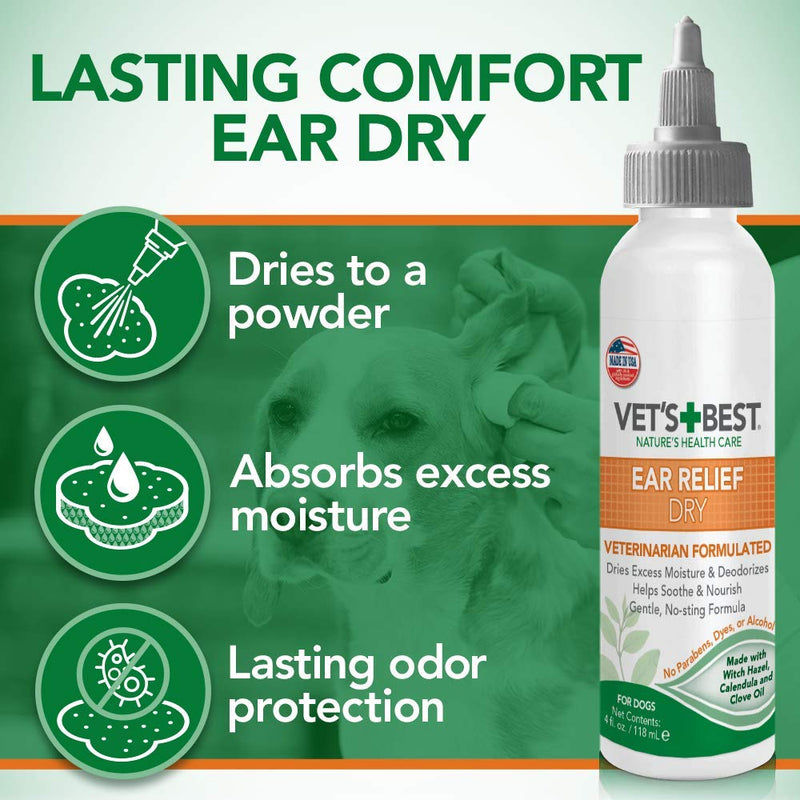 Vet's Best Dog Ear Cleaner Kit | Multi-Symptom Ear Relief | Wash & Dry Treatment | Alcohol-free, 4-oz bottle 4 oz Ear Relief Wash & Dry Kit - BeesActive Australia