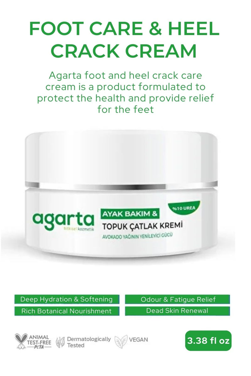 Agarta Foot & Heel Care Cream – Hydrating & Smoothing Moisturizer for Soft, Comfortable-Looking Feet, Daily Botanical Care, Vegan Formula – 3.38 fl oz - BeesActive Australia