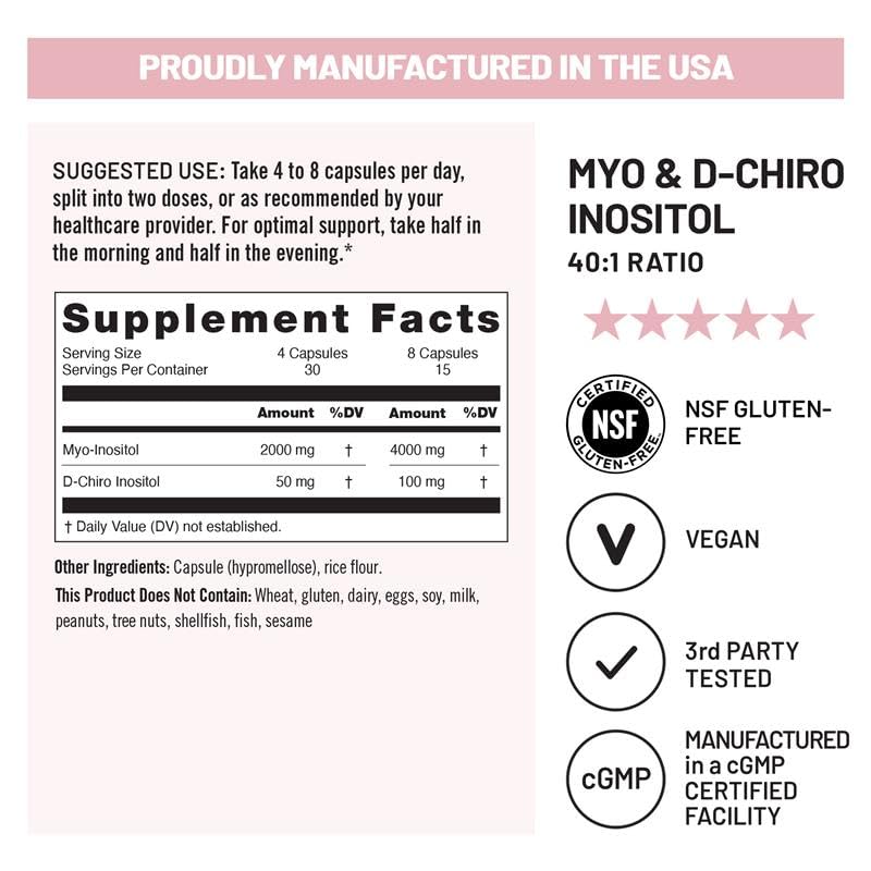 NatureWise Myo-Inositol & D-Chiro Inositol Supplement for Women - Fertility Supplements for Women - Ideal 40:1 Ratio - Myo Inositol 2000mg - Non-GMO, Vegan, USA Manufactured - [30-Day Supply] - BeesActive Australia