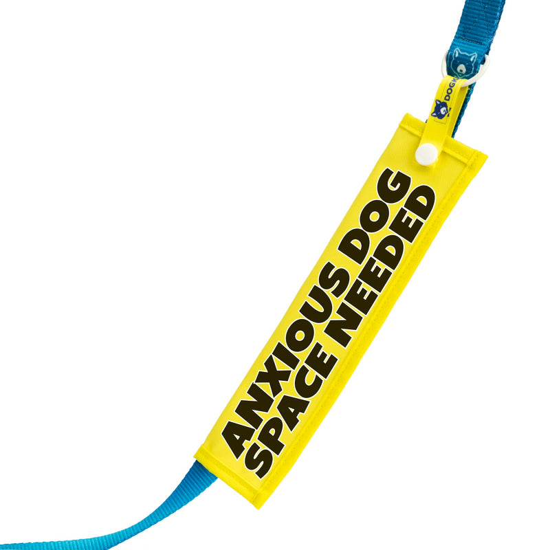 Anxious Dog – Space Needed Lead Sleeve – High Visibility Warning Wrap for Reactive Nervous Dogs – Bright Yellow Awareness Message with Snap Attachment – Waterproof Durable Double Sided Design Yellow - Plain