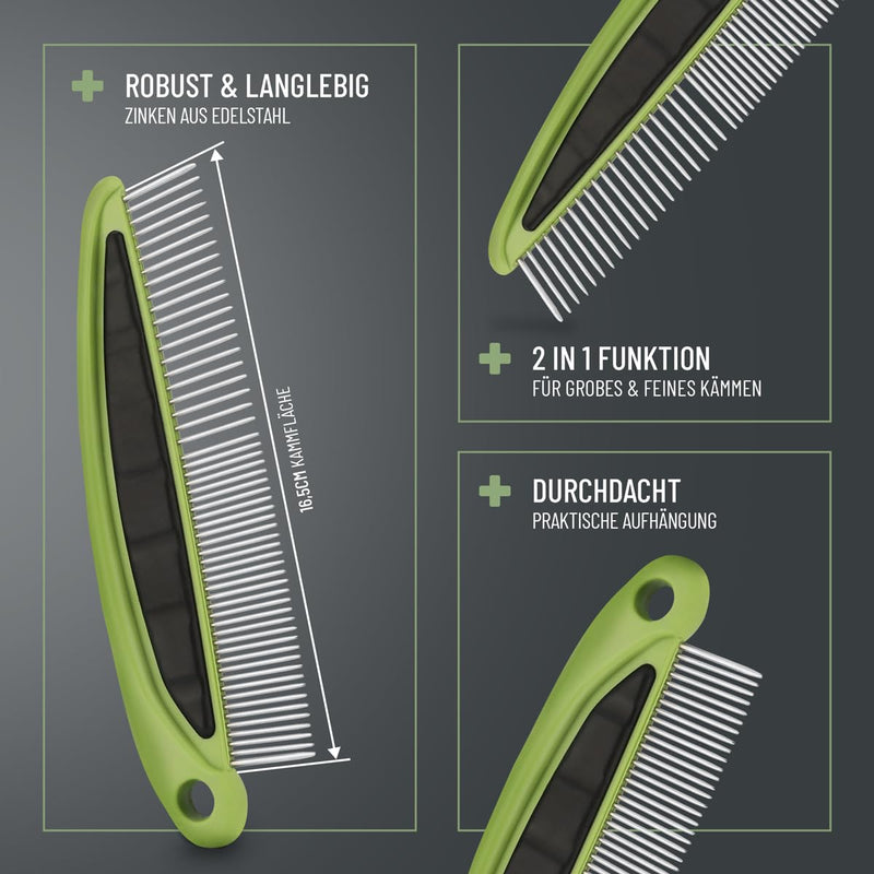 ReaVET 2-in-1 fur comb for dogs and cats with medium to long hair I double comb, ideal for removing knots and tangles I dog, cat, dog comb, cat comb for daily grooming - BeesActive Australia