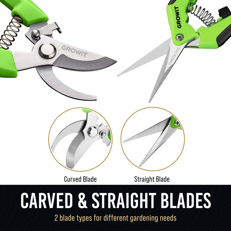 Pruning Shears & Gardening Scissors Set - 7"" Titanium Coated Sharp Garden Clippers, Stainless Steel Garden Shears for Plant - Garden Pruners, Florist Scissors with Non-Slip Grip - BeesActive Australia