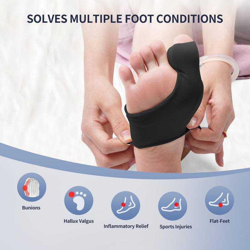 2PCS Bunion Corrector for Women & Men Big Toe, Bunion Relief Toe Straightener Bunion Splint Anti-Slip Heel Strap Comfortable Breathable for Day and Night Wear Black XL X-Large - BeesActive Australia