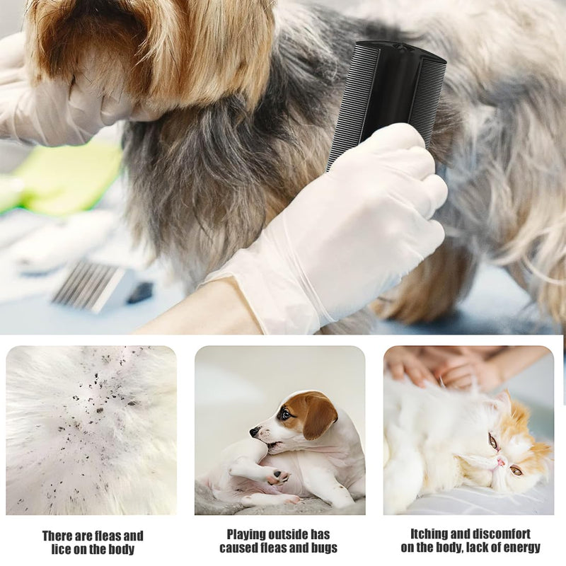 Fine Teeth Lice Comb Set of 6 Flea Combs for Dogs and Cats, Effective Removal, Durable Double Sided Lice Comb, Lice Comb, Plastic for Kids, Adults, Pets, White/Black - BeesActive Australia