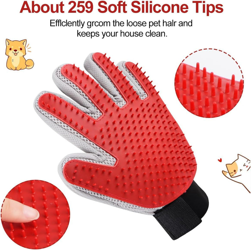 1 pair of cat gloves, cat gloves grooming, double-sided cat brush glove, fur glove for cats, pet glove for short hair and long hair - BeesActive Australia