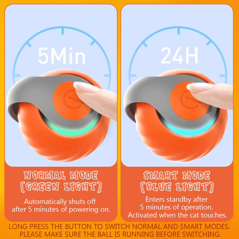 Speedy Tail 2.0,Speedy Tail Cat Toy,Smart Interactive Cat Toy Balls,Automatic Moving Balls for Cat Dog Touch Motion Rolling Cat Toy Ball,Self Rolling Smart Cat Toy Ball Interactive Cat Toys with Tail Orange - BeesActive Australia