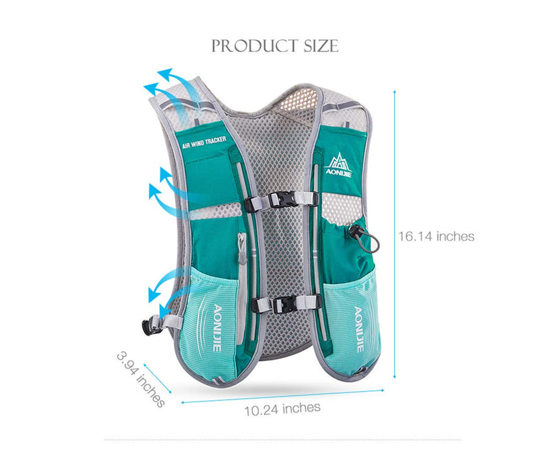 5L Lightweight Running Backpack Outdoor Sports Trail Racing Marathon Hiking Fitness Bag Hydration Vest Pack One Size Rose Red +500ML Water Bottle