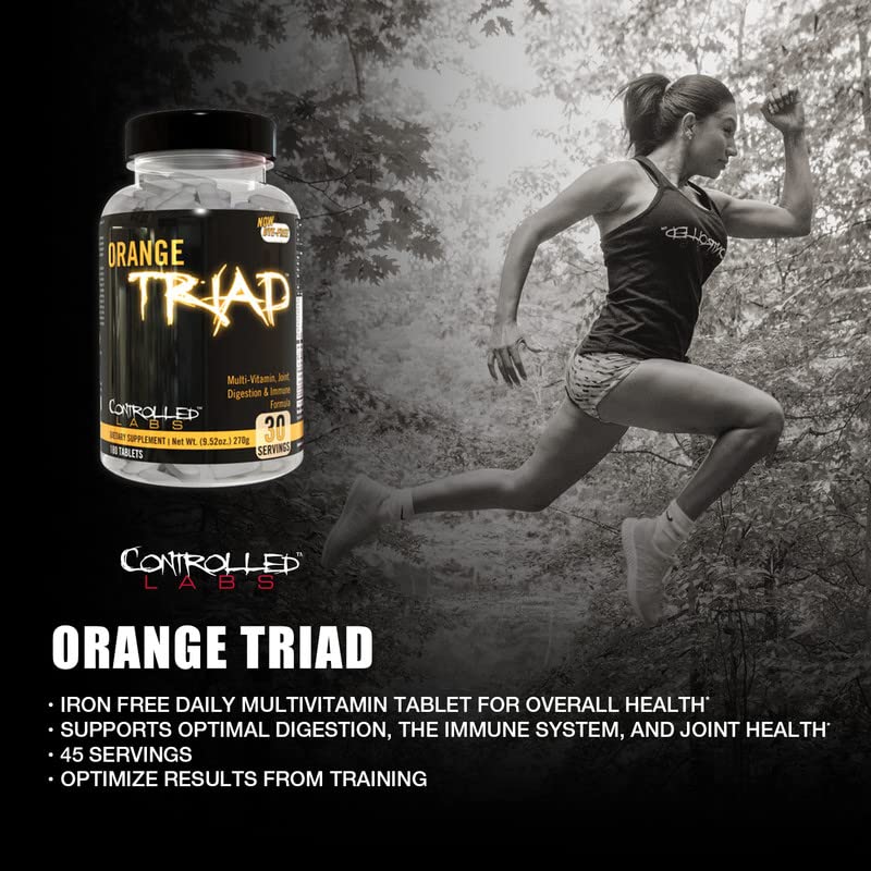 CONTROLLED LABS Orange Triad, Multivitamin/Joint/Digestion/Immune, 45 Serv | Daily Supplement, Vitamin A, B6, B12, C, D, Iron Free Sports Vitamin, Supports Joints, Digestion, Immune Function, Magnesium 270 Count (Pack of 1)