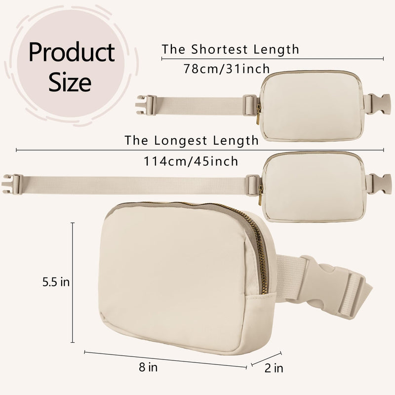 VOROLO Fanny Pack For Women And Men Crossbody Bag Belt Bag with Adjustable Strap Graduation Gifts Black+Khaki 2 Pack Fanny Pack