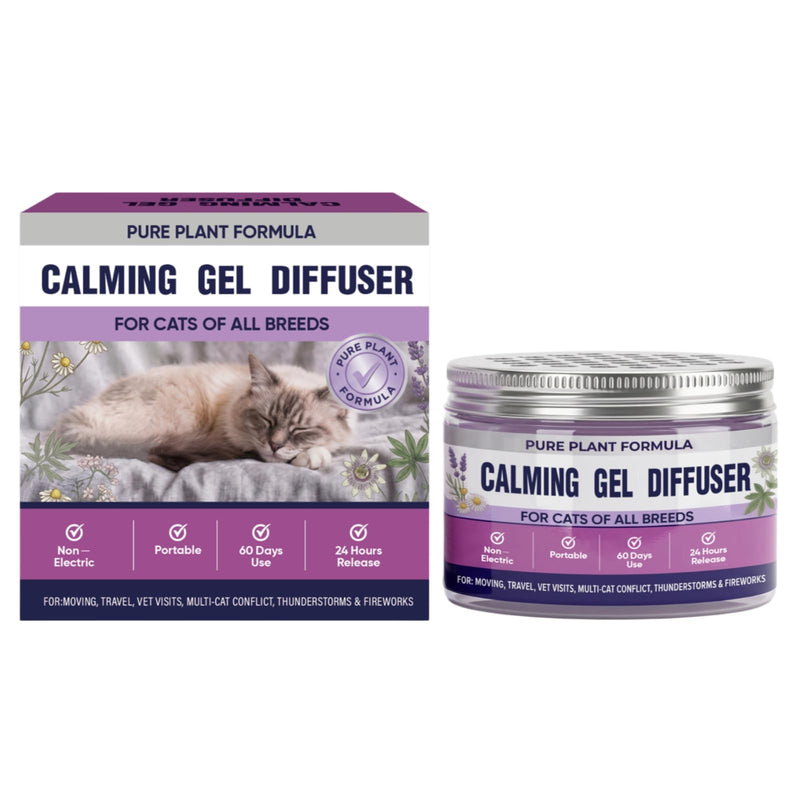 Cat Calming Pheromone Diffuser Gel - Unscented Soothing Gel for Stress Relief - Helps Manage Scratching Cordless & Portable for Home or Travel Lasting 2 Months (100 ml, 3.38 fl oz) 100ml