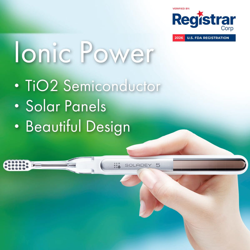 Soladey5 Ionic Toothbrush, Blue, Large Solar Panels and TiO2 Semiconductor, You can Brush Without Toothpaste