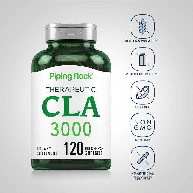 Piping Rock CLA Supplements | 3000mg | Conjugated Linoleic Acid | 120 Softgels | Non-GMO, Gluten Free - BeesActive Australia