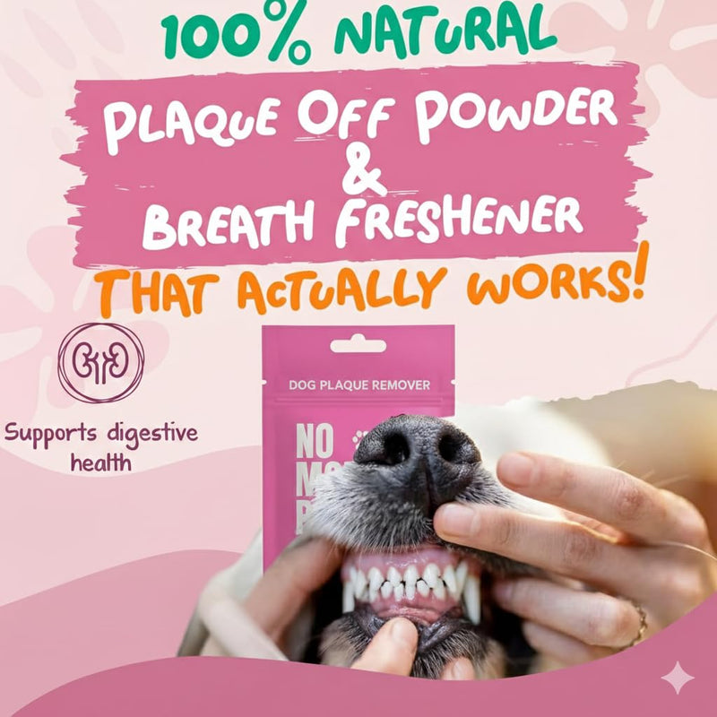 Dog Dental Powder for Teeth Cleaning & Plaque Removal – Fresh Breath Support, Natural Seaweed Formula – No Brushing Dog Tooth Powder – 2 x 100g 200g