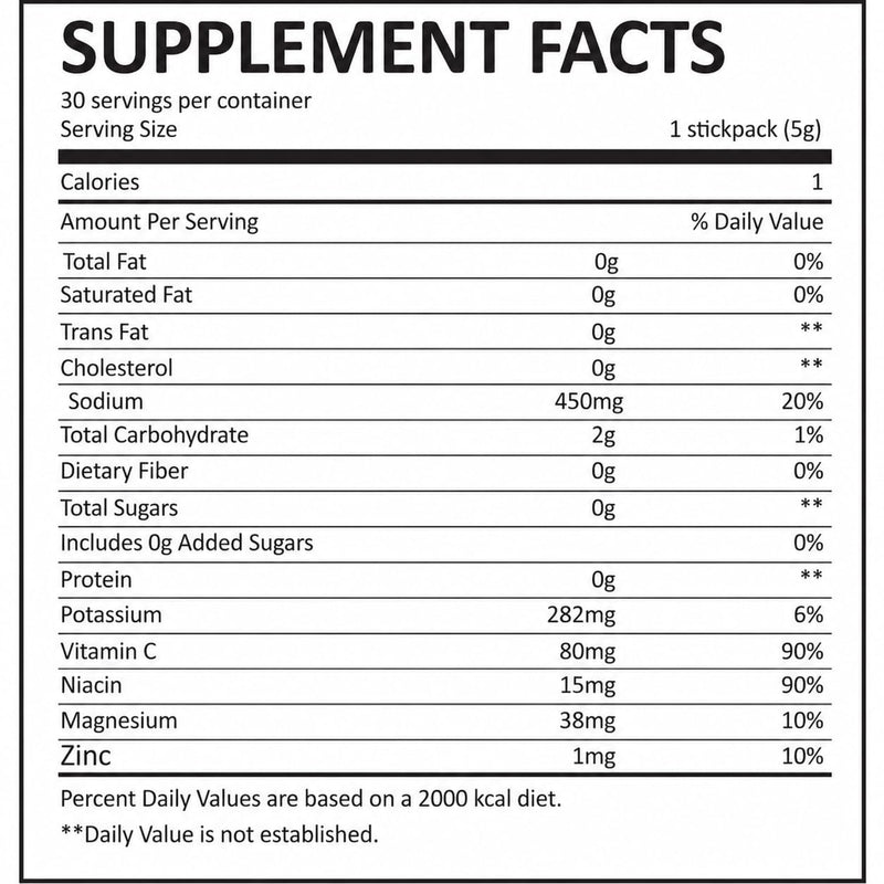 Sea Moss Electrolytes Packets, Hydration Powder with Sea Moss & Potassium, Sugar Free Electrolyte Drink Mix for Fast Hydration & Daily Electrolyte Support, 30 Stick Packs