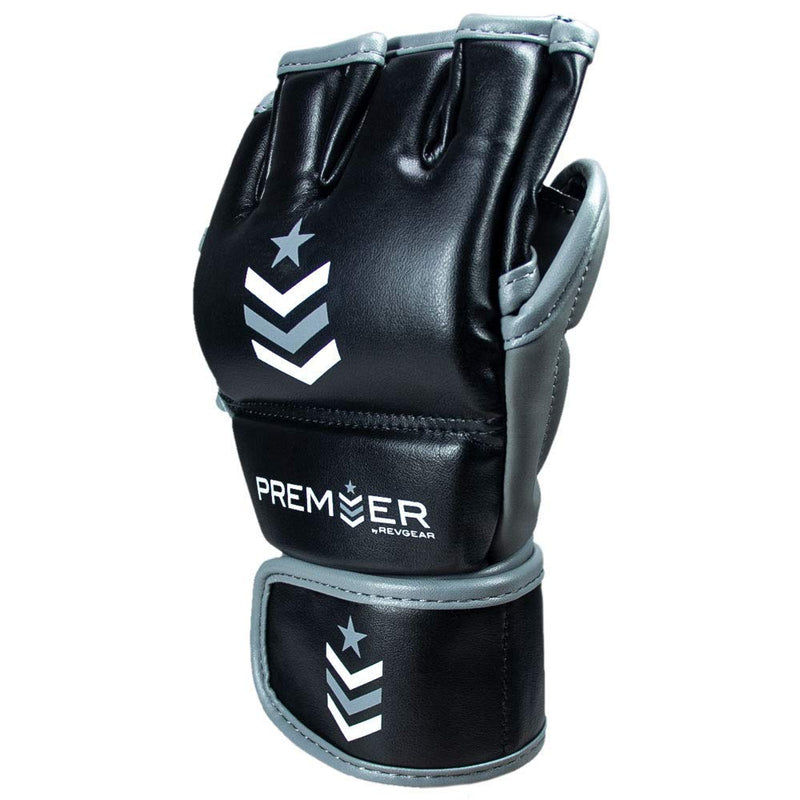 Revgear Premier MMA Grappling Gloves | Multi-Purpose, MMA, Kickboxing, Martial Arts and Boxing | Comfortable and Durable Gray/Black Medium