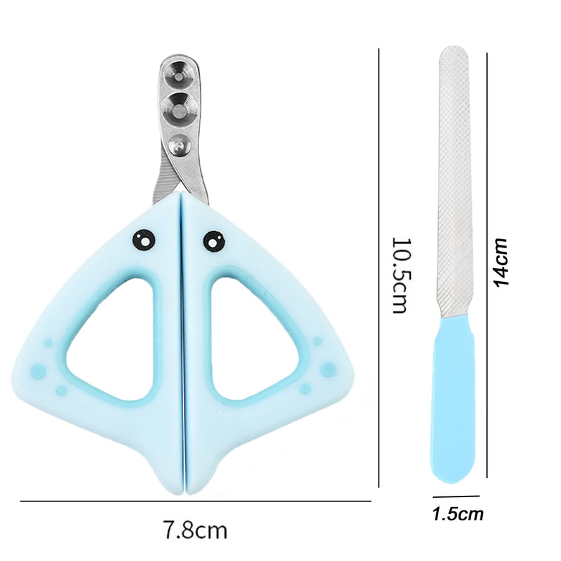 BSITSSS Cat Claw Scissors with Protection, Cat Claw Cutter with 2 mm & 4 mm Hole, Cat Nail Scissors Professional Cat Claw Cutter Cat Nail Clipper for Small Dogs Puppies Cats with File (Blue) Blue - BeesActive Australia