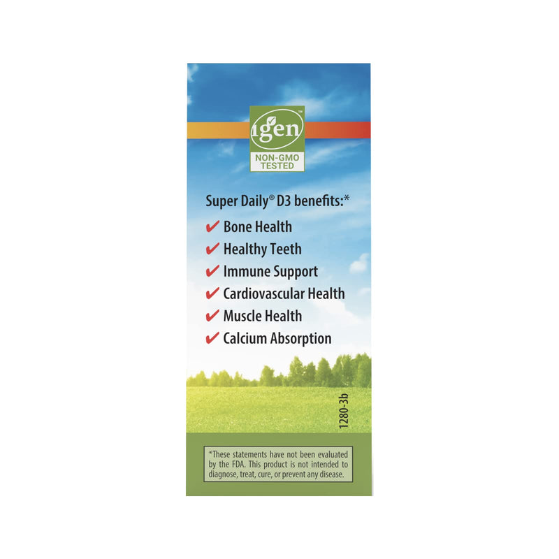 Carlson - Super Daily D3, Vitamin D Drops, 2,000 IU per Drop, 1-Year Supply, Vitamin D3 Liquid, Heart & Immune Health, Vegetarian, Liquid Vitamin D Drops, Unflavored, 365 Drops 0.35 Fl Oz (Pack of 1)