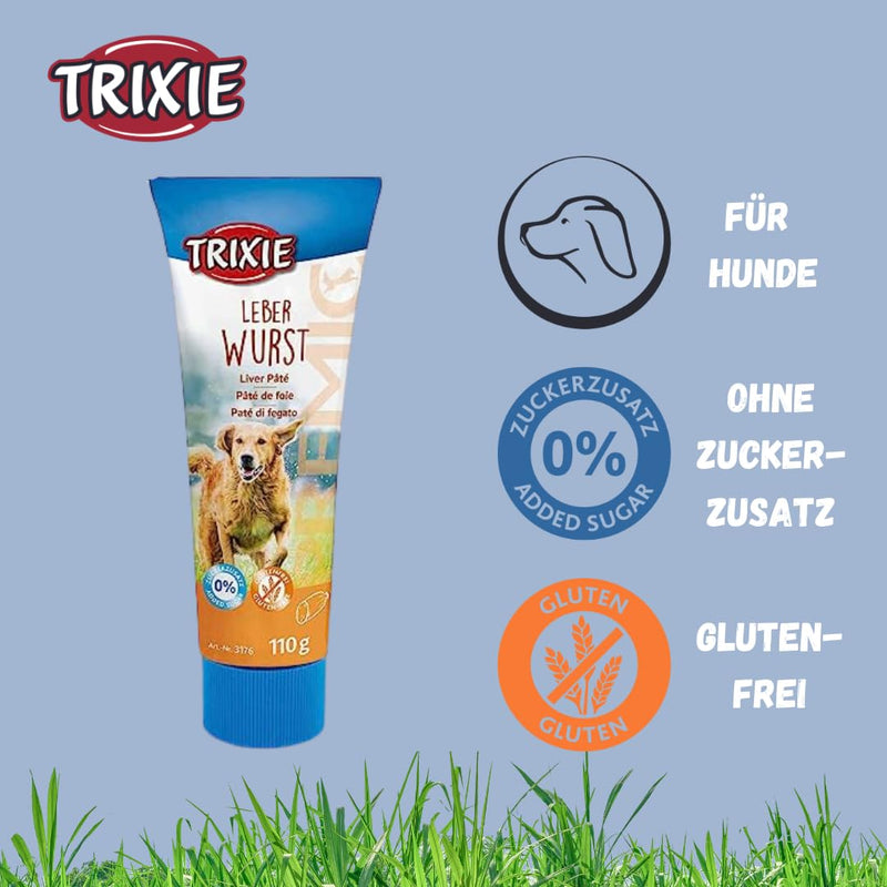 TRIXIE Dog Treats PREMIO Dog Liver Sausage 110g - Premium Treats for Dogs Gluten Free - No Grain & Sugar, Tasty Reward for Training & Home - 3176 Liver Sausage 110g (Pack of 1) - BeesActive Australia