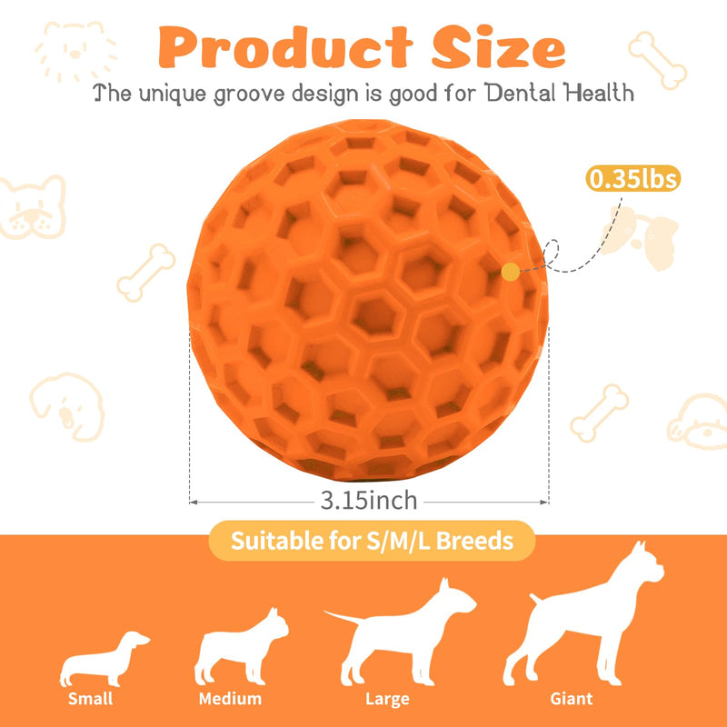 HIPPIH Indestructible Squeaky Dog Toys, Interactive Dog Balls 2 Pack, Dog Chew Toys for Aggressive Chewers, Natural Rubber Puppy Toys for Large/Medium Dogs, Tough Puppy Teething Toys, Relieve Anxiety blue+orange - BeesActive Australia