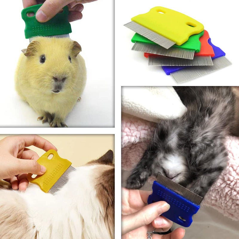 6 Pcs Pet Flea Combs, Dog Cat Combs, Hair Removal Massaging Shell Combs, Pet Combs for Removal Dandruff, Hair Stain(Random Colour) - BeesActive Australia