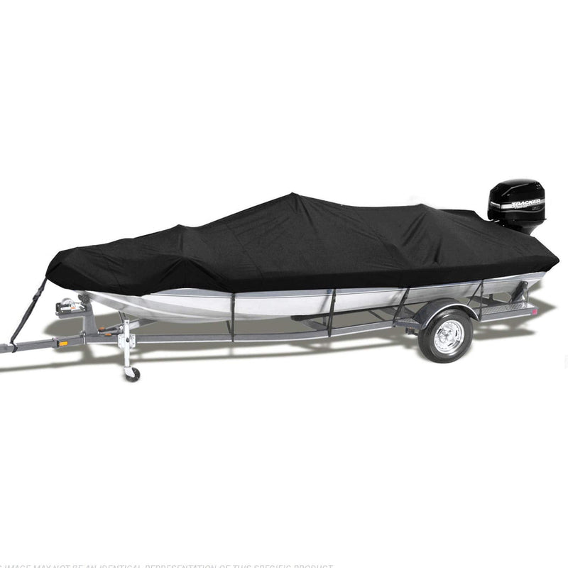 NEVERLAND Trailerable Boat Cover Waterproof Heavy Duty Marine Grade Polyester Canvas Fits V Shape/V-Hull and Tri-Hull Runabouts, Pro-STYL, Bass Boats (Boat Length 17-19ft, Beam Width up to 102",Black) Black C: 17'-19' Long, Beam width up to 102"