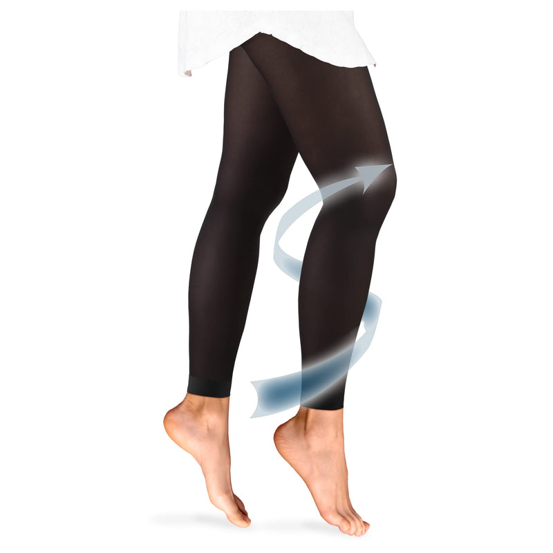 Truform Women's 20-30 mmHg Medical Compression Tights, Footless Opaque Shapewear Support Pantyhose, Medium Black Medium (1 Pair)