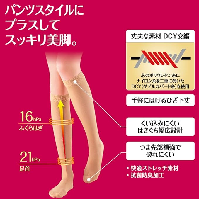 Compression Stockings Slim Walk Beautiful Legs Short Stockings M-L Pure Beige Compression Stockings AskDoctors Below Knee Pants Style - BeesActive Australia