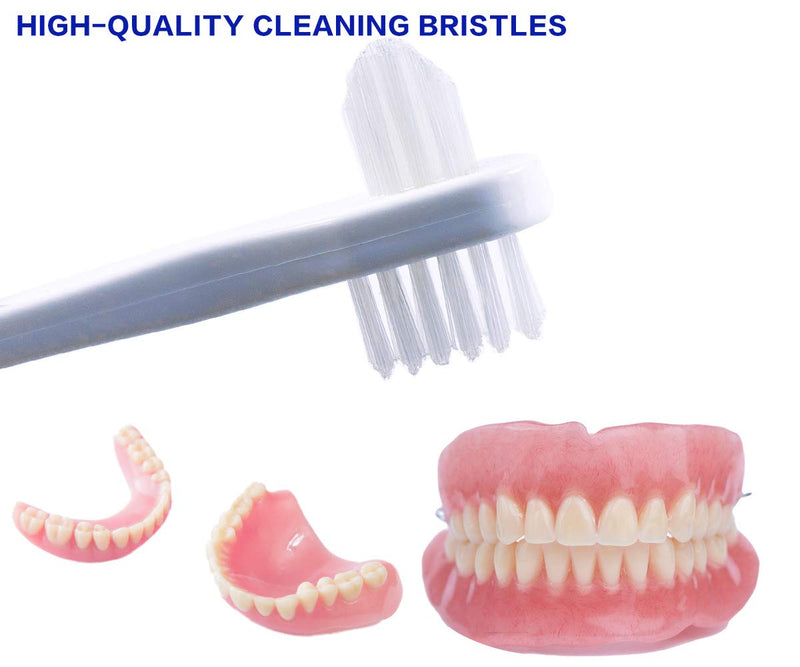 Denture Cleaning Brush hygienic Denture Cleaner Set, T-Shaped Denture Special Toothbrush Tool, Small Hard Toothbrush, for Denture Care(Pack of 3) - BeesActive Australia