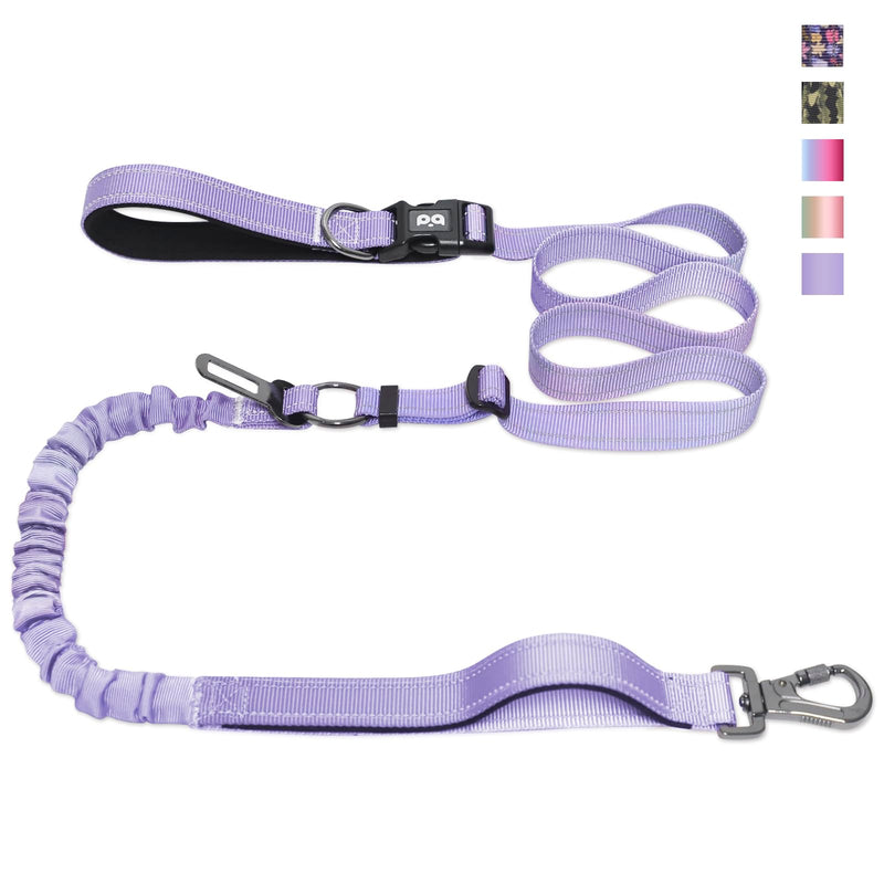 Hands Free Dog Leash, Adjustable Heavy Duty Bungee Waist Leash Belt for Medium Large Dogs Walking Running Hiking with Reflective(Purple) Purple - BeesActive Australia