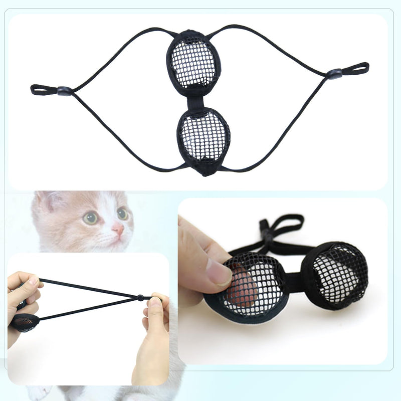 2 Pack Cats Mesh Eye Patch Cat Sunglasses Eye Mesh Cover Glasses Lightweight Cat Mesh Eyewear Eyepatch Eye Covering Wounds Protector for Kitten Pets Dogs