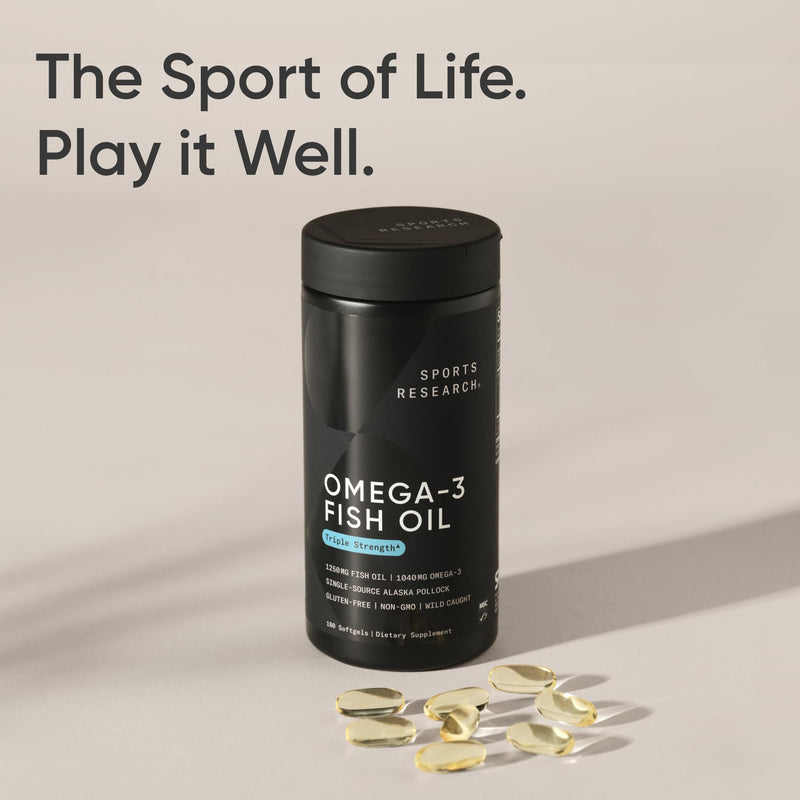 Sports Research® Omega-3 Fish Oil 1250mg from Wild Alaska Pollock,180 Count | Always Fresh Never Fishy | 690mg EPA 260mg DHA per Softgel · Heart & Brain Health* · MSC Certified Sustainable - 180 Servings 180 Count (Pack of 1) From Alaska