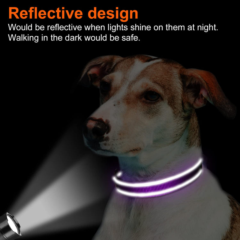 Joytale Dog Collar, Padded Wide Dog Collar Made of Neoprene Nylon Dog Collar Adjustable for Medium Dogs, Soft and Reflective Dog Collars, M, Purple M (Pack of 1) - BeesActive Australia