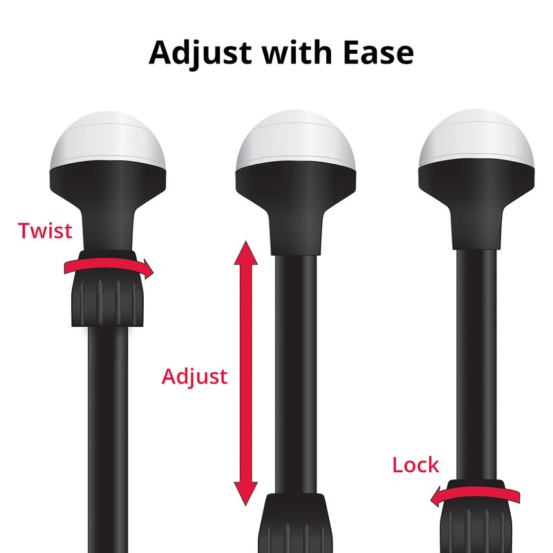 SeaSense Telescoping All-Round Stern Light - - 2 Nautical Mile Range - Adjustable, Stowable Chrome Light for Boats, Kayaks, Canoes & Pontoons up to 39 Feet - Meets USCG Requirements black w/ black nylon base (26" TO 48") - BeesActive Australia