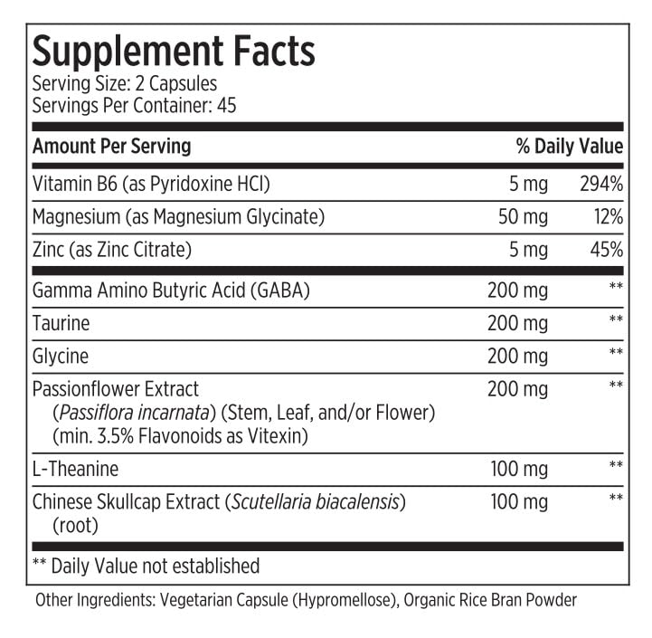 LES Labs GABA Health Supplement for Calm, Relaxation & Sleep, 90 Capsules | Calm, Relaxation, Stress & Sleep Support, GABA, L-Theanine, Magnesium Glycinate, Taurine, Passionflower, Skullcap, Non-GMO
