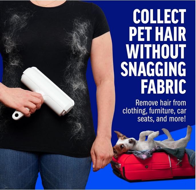 Fine2Designe lint roller, pet hair remover, lint roller for dog hair and cat hair, reusable, lint brush for pet hair, for sofa, bed, carpet, scratching post, white. - BeesActive Australia