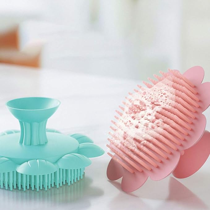 Tomaibaby Hair Scalp Brush Baby Head Massage Shampoo Massage Brush Scrubber Brush Newborn Newborn Shower with Handle Random Color - BeesActive Australia