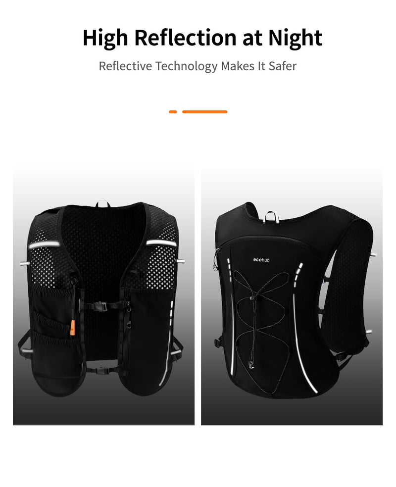 ECOHUB Running Hydration Vest Backpack,Lightweight Breathable Pack with 2L Water Bladder Bag Daypack for Hiking Trail Running Cycling Race Marathon for Women Men Black
