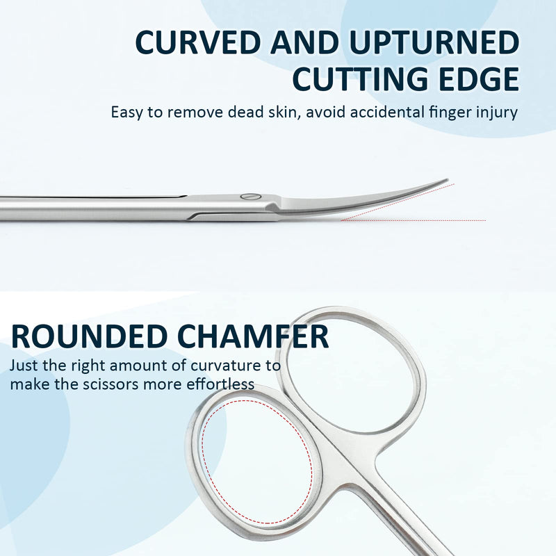 Qunzhao Cuticle Scissors for Women and Men Curved Stainless Steel with Tip Grooming Blades Manicure Nail for Dry Skin Nail Scissors (2) 02 - BeesActive Australia