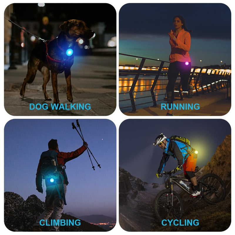 AUAUY Safety LED Flashing Light, 4 Modes Dog Light IPX68 Waterproof Pet Lights, USB Rechargeable Dogs Cats Light Pendant, Adjustable LED Light for Night Walks Running Camping Black Rechargeable - BeesActive Australia
