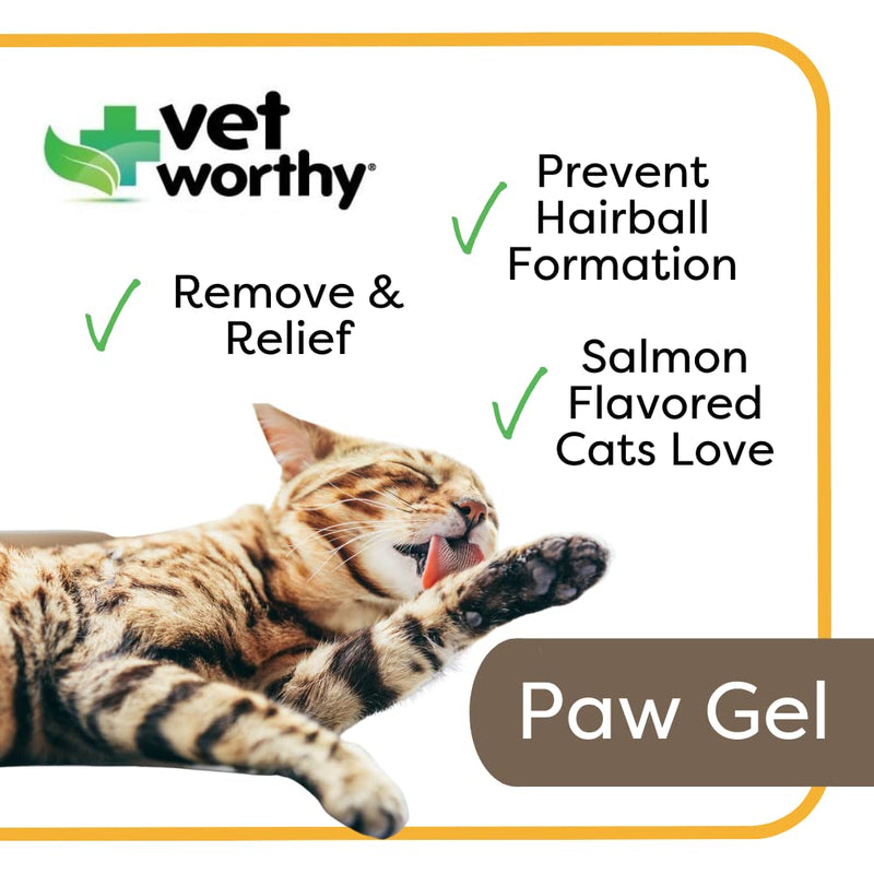 Vet Worthy Hairball Paw Gel Aid for Cats - Hairball Remedy for Cats for Digestive Aid and Hairball Relief --Easy to Give - Salmon Flavor - 3 oz - BeesActive Australia