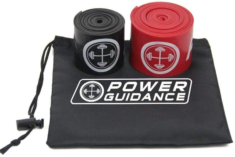 POWER GUIDANCE Muscle Floss Bands - Compression Bands - Mobility & Recovery Bands - for Improving Movement, Increasing Circulation & Reducing Soreness Black and Red Combo