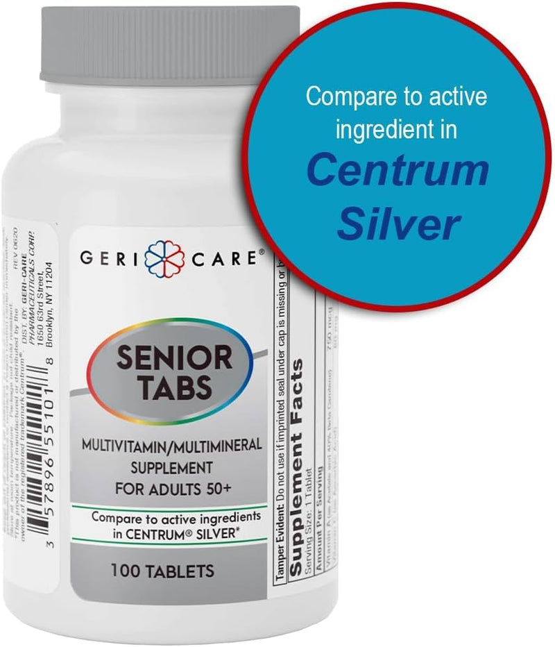 GeriCare Senior Tab 50+ Multivitamin and Minerals Tablets - Immune Support - Age-Defying Nutrition, 100 Count (Pack of 1) 100 Count (Pack of 1)