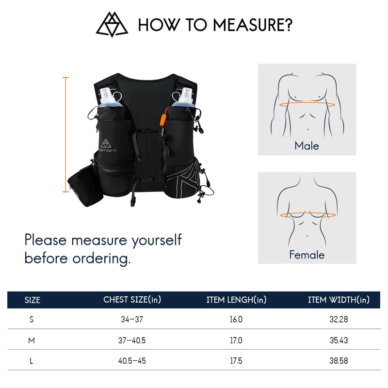 Haimont Hydration Running Vest with Water Bottles for Women Men, Adjustable Lightweight 8L Water Backpack with Soft Flasks for Trail Running Marathon Black Small - BeesActive Australia